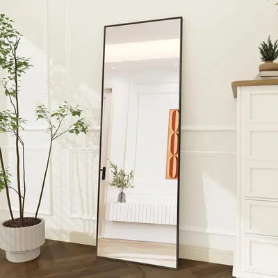 Immagine prodotto di Specchio a figura intera - Specchio da terra rettangolare - Struttura in metallo - Specchio da parete - Vetro - 173 x 63 cm - Nero