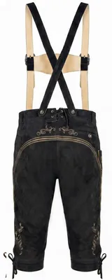 Produktbild von Trachten Lederhose Trachtenhose Ziegenleder mit Hosenträgern, Größe:46/XS, Farbe:Schwarz