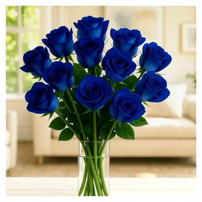 Produktbild von 10 blaue Rosen - Langstielig - Vasenfertig - Inklusive er Grußkarte
