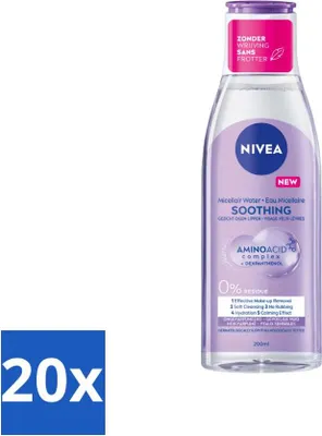Immagine prodotto di NIVEA - Acqua micellare - Pelle sensibile - Anti-risidui - Rimuove il trucco waterproof - 200 ml - Value pack - 20 pezzi