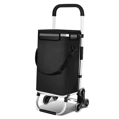 Image de Chariot d'achat Jopassy Chariot d'achat pliable Chariot d'achat pliable 3+3 système de roues Chariot léger 40 L