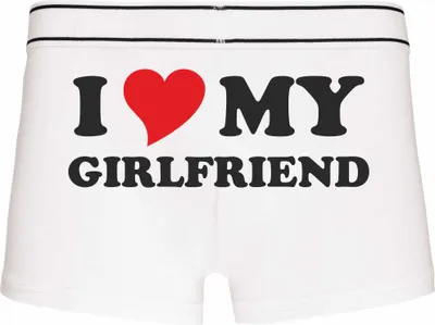 Produktbild von Boxershorts - Mann - Boxer-0070-man-white-h-S - weiß - S - hinten - I Love my Girlfriend - lustiges Motiv - Spruch - Unterwäsche - Unterhose - Freizeit - lustig