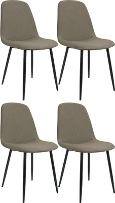 Produktbild von CLP 4er Set Esszimmerstuhl Maryam gepolstert mit Rückenlehne taupe Material Stoff