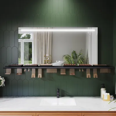 Zdjęcie produktu dla Lustro łazienkowe SONNI 120 x 60 cm, trójkolorowe, ściemniane, RA90, przeciwmgielne, z wielofunkcyjną półką