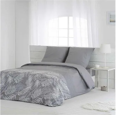 Zdjęcie produktu dla Komplet pościeli Famanu, perkal, bawełna, 200 nici - szary - 240 x 220 cm - 2 poszewki na poduszki 63 x 63 cm