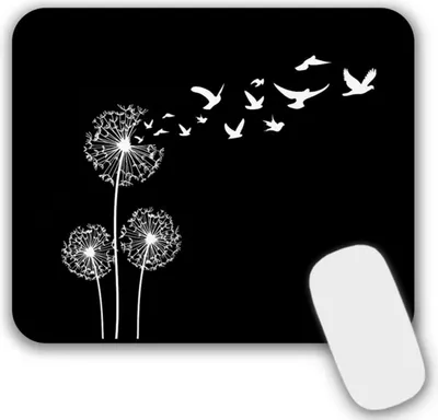 Image de Tapis de souris petit avec motif pissenlit Noir 24 x 20 cm idéal pour le bureau Gaming