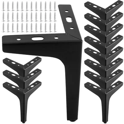 Productafbeelding van Meubelpoten 17 cm - Set van 12 - Zwarte ijzeren meubelpoten - Driehoekige tafelpoten - Voor salontafel/kast - Stootvast ontwerp - Meubelpoten