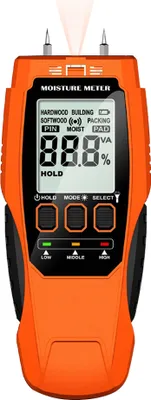 Zdjęcie produktu dla Cyfrowy tester wilgotności drewna, wyświetlacz LCD z podświetleniem, tester wilgotności drewna, detektor wilgotności drewna budowlanego