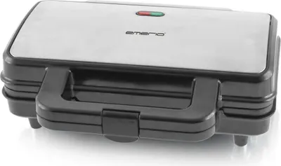 Productafbeelding van Emerio sandwichmaker in zilver-zwart - Dubbele toast- en sandwichtoaster - Met antiaanbaklaag; ST-109562