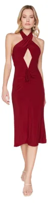 Produktbild von Trendyol Damen Figurbetontes Midi Kleid, burgunderfarben, 68