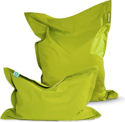 Produktbild von Green Bean® 2er Set SQUARE XXL Sitzsack + BeBi Sitzsack - mit EPS Perlen Füllung & waschbarem, abnehmbarem Bezug für Kinder & Erwachsene - Grün
