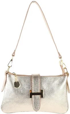 Image de Sac à main en cuir véritable Tirza - Fabriqué en Italie - Couleur or