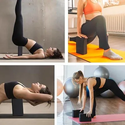 Produktbild von Famanu Yogablöcke Set von 2 Stück - EVA-Schaum, leicht, rutschfest, ideal für Pilates und Meditation (schwarz)
