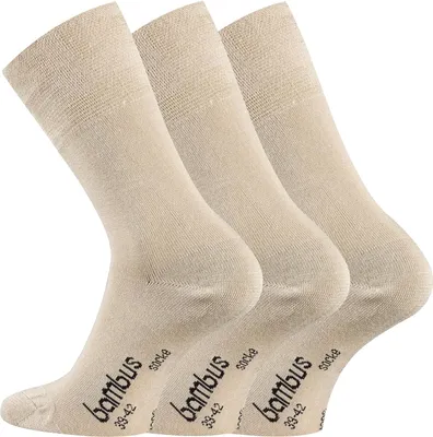 Produktbild von TippTexx 24 6 Paar Bambus Socken, DIE Geruchs-Killer, Beige, Größe 43-46