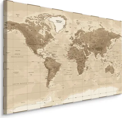 Produktbild von Fabelhafte Canvas LEINWAND BILDER 100x70 cm XXL Kunstdruck Weltkarte Geographie Linien