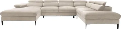 Produktbild von Großes linkes Ecksofa für mehrere Personen aus beigem Velours - SEPINA by Pascal Morabito