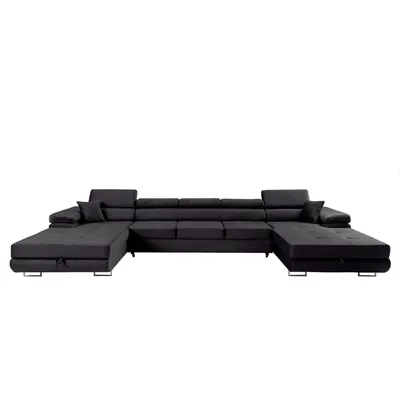Produktbild von MUFFO Ecksofa U-Form ALONZO MAXI U mit Schlaffunktion 125x318 Velours Schwarz