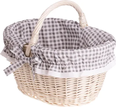 Zdjęcie produktu dla Wiklinowy koszyk na zakupy, retro koszyk wiklinowy w kolorze beżowym, styl vintage, koszyk wiklinowy, owalny