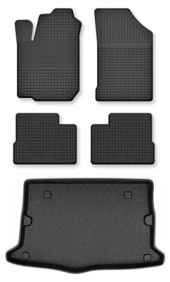 Zdjęcie produktu dla Dywaniki gumowe + mata bagażnika do Hyundai Veloster 2011-2018 (standardowy bagażnik) – czarne, dobierane – Wielganizator Semi-Universal