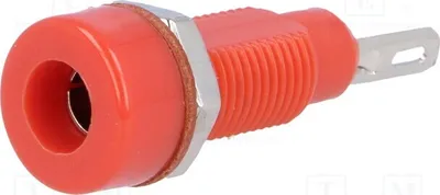 Produktbild von 2x Buchse vernickelt 10A UL94V-2  Bananenbuchsen 4mm 60VDC rot 4mm Bananen isoliert
