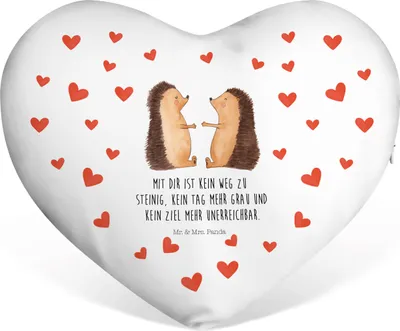 Produktbild von Mr. & Mrs. Panda Sofakissen Igel Liebe - Weiß - Geschenk, dekoartikel, Freundin, Ich dich Kissen, Hochzeitstag, Hochzeit, Dekokissen, Verliebt, Kuschelkissen, Herzkissen