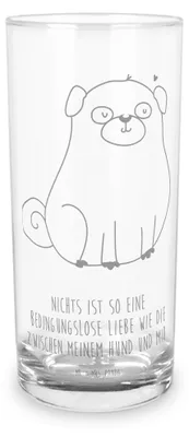 Produktbild von Mr. & Mrs. Panda Cocktailglas Mops 400 ml - Transparent - Geschenk, Wasserglas, Tumbler, Liebe, Hund, Pure, Knuffig, Trinkglas, Glas, Longdrinkglas, Sprüche