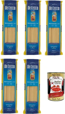 Produktbild von De Cecco Mezzanelli N°415, 100% Italienisch Pasta Nudeln 5x 500g + Italian Gourmet Polpa 400g