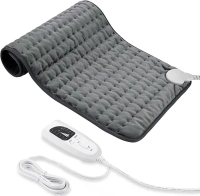 Obrázek produktu pro Elektrická vyhřívací podložka na záda, krk a ramena – 30x60 cm, 6 teplotních stupňů, automatické vypnutí, omyvatelná, tmavě šedá