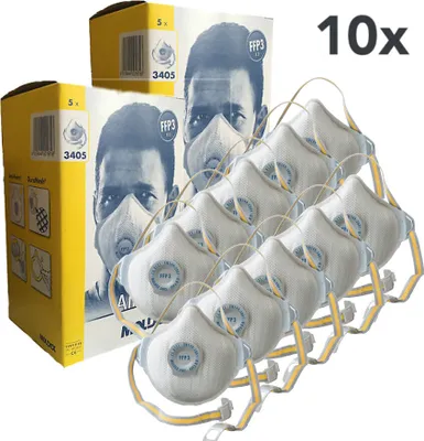 Produktbild von 10x Moldex 3405 Air Plus FFP3 R D Atemschutzmaske Mundschutz mit Ventil Maske, wiederverwendbar, inkl. Karton