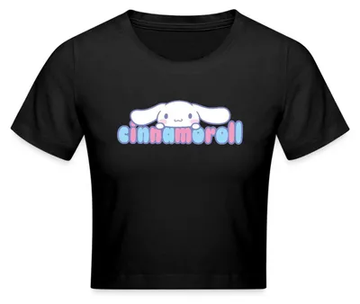 Produktbild von Spreadshirt Cinnamoroll Guckt Über Schriftzug Crop Top, M, Schwarz