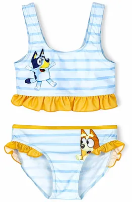 Produktbild von Bustier-Bikini Bluey & Bingo mit Rüschendetails Hellblau 104 cm