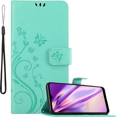 Produktbild von Cadorabo Hülle für Motorola MOTO G10 / G30 Schutz Hülle in Türkis Schutzhülle Handy Hülle Etui Case Blumen Flower