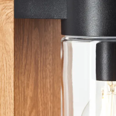 Produktbild von BRILLIANT Lampe Cabar Außensockelleuchte 55cm holz dunkel/schwarz | 1x A60, E27, 40W, geeignet für Normallampen (nicht enthalten) | IP-Schutzart: 44 - spritzwassergeschützt