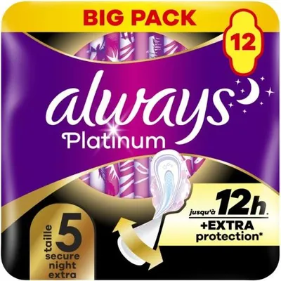 Zdjęcie produktu dla Always Platinum Podpaski ze skrzydełkami Secure Night Extra, 8 szt.