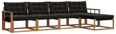 Productafbeelding van Buiten bankenset met kussen 5 pcs Natuurlijk en Zwart