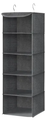 Produktbild von Schrank Organizer - Hängeregal - Faltbar - Mit Bambuseinlagen - Metallrahmen - Für Kleiderschrank - Dunkelgrau