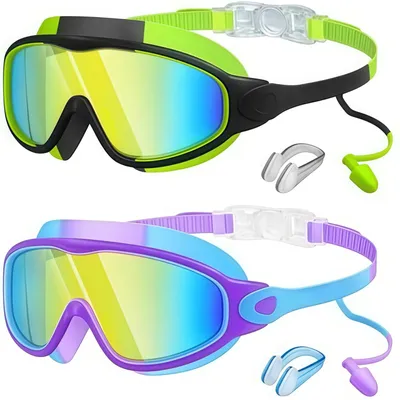 Produktbild von Schwimmbrillenset – Mit Anti-Beschlag-Beschichtung und UV-Schutz – Inklusive Ohrstöpseln und Nasenstöpseln