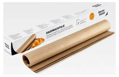 Produktbild von Dauerbackfolie 40 x 35 cm, 3er Set, PTFE-beschichtetes Glasfasergewebe, stabil und reißfest, Beige