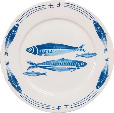 Produktbild von Clayre & Eef FIBDP Teller, klein, Ø 20x2 cm, weiß-blau. Teller für das Frühstück
