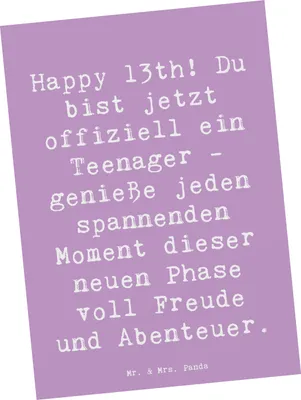 Produktbild von Mr. & Mrs. Panda bildkarte Spruch 13. Geburtstag - Lavendeltraum - Geschenk, Postkarte, Glückwunsch, Ansichtskarte, Teenager, feiern, Ansichtskarten, Abenteuer, Grußkarte