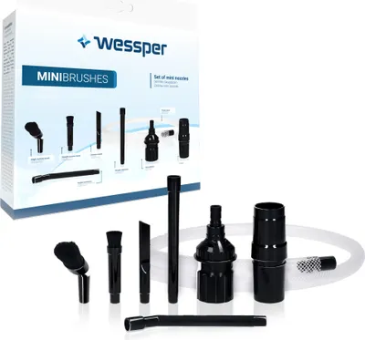 Zdjęcie produktu dla Wessper MiniBrush Uniwersalny zestaw miniaturowych ssawek przeznaczony do wszystkich odkurzaczy o średnicy rury 30 mm - 38 mm (8 elementów)