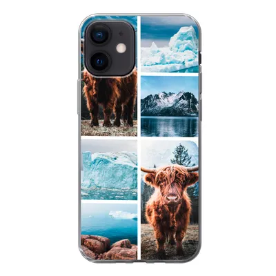 Produktbild von MuchoWow® Handyhülle Schutzhülle Hülle für iPhone 12 Schottischer Highlander - Eiscreme - Collage Silikon Softcase Handy Hülle - Schutzhülle