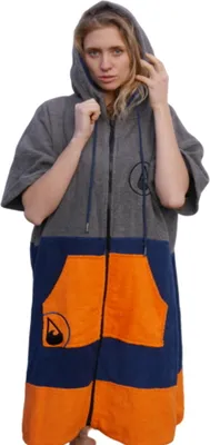 Obrázok produktu pre WAVE HAWAII - Pohodlný pončo „Shany” so zipsom zo 100 % bavlny – veľkosť L (105 x 80 cm)