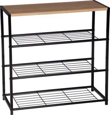 Productafbeelding van Famanu schoenenrek, 3-laags - Opbergruimte voor schoenen - Zwart/Bruin