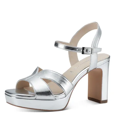 Produktbild von Tamaris Damen Sandalette Sandale Gold Silber Metallic Optik 1-28039-20, Größe:40 EU, Farbe:Silber