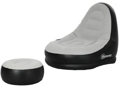 Produktbild von Aufblasbarer Sessel Luftsessel Outdoor-Sessel, 125 x 100 x 87cm, Grau + Schwarz