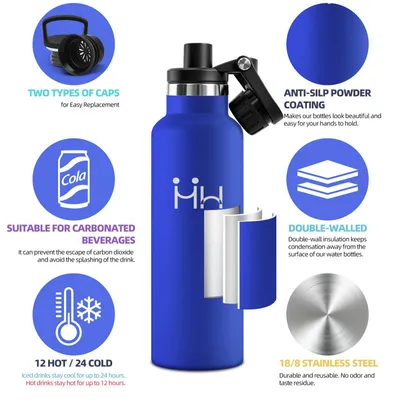 Produktbild von Trinkflasche Edelstahl 750ml, Isolierflasche kohlensäuregeeignet