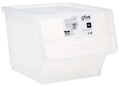 Image de 5five Simply Smart Boîte de rangement avec rabat frontal, plastique PP, transparent, 34 litres, 173616