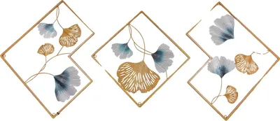 Obrázek produktu pro Nástěnné umění, kovová konstrukce, elegantní design, zlato, 3 ks