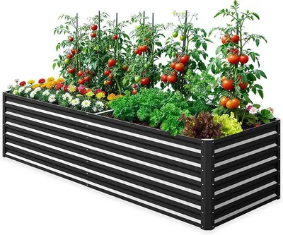 Imagen del producto de Cama elevada de metal, jardinera para plantas y flores, ideal para jardín, dimensiones: 240x90x60 cm